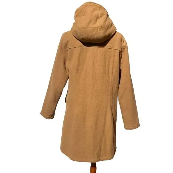 Cabela’s Women’s Toggle Duffel Wool-blend Hooded Coat, Large. Tan cargo pockets - Picture 3 of 16